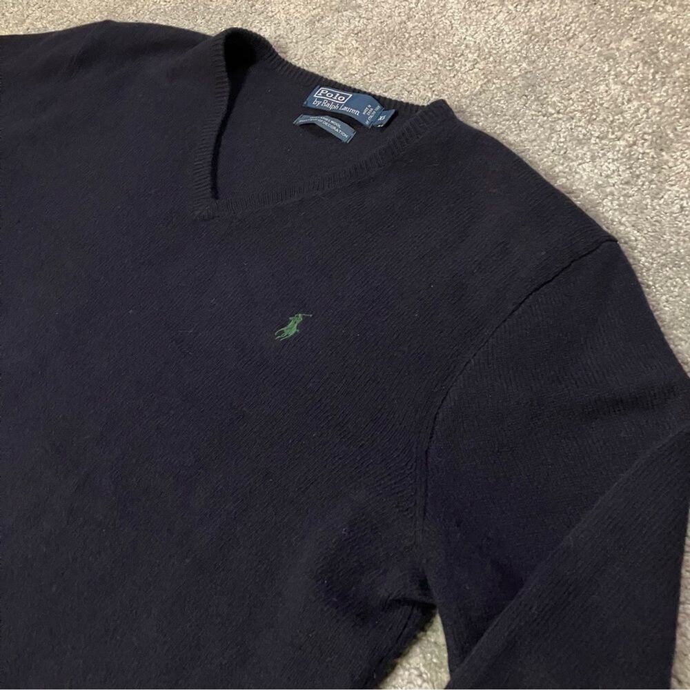 Polo Ralph Lauren Men’s Navy Blue 100% Lambswool V-Neck Sweater Size XL - Picture 11 of 11